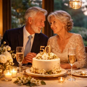 Célébration intime de vos 50 ans de mariage célébrez vos 50 ans de mariage avec une fête intime et élégante, pleine d'amour et de souvenirs précieux.