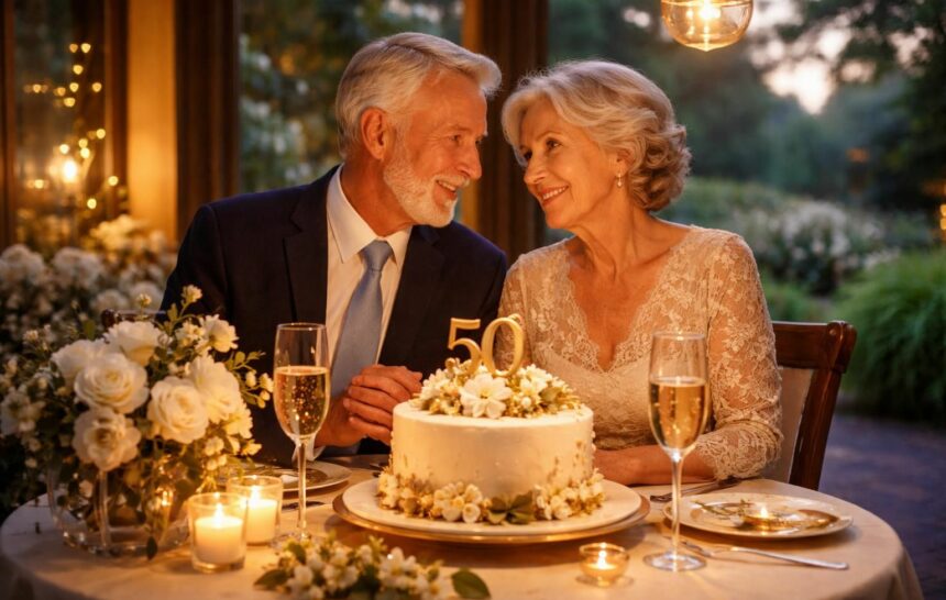 Célébration intime de vos 50 ans de mariage célébrez vos 50 ans de mariage avec une fête intime et élégante, pleine d'amour et de souvenirs précieux.
