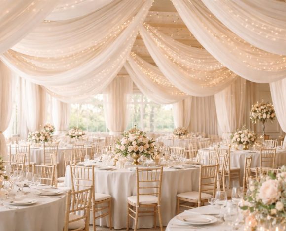 Découvrez comment les tentures au plafond pour un mariage peuvent transformer votre salle découvrez comment les tentures au plafond peuvent métamorphoser votre salle de mariage en un lieu élégant et magique, créant une ambiance chaleureuse et inoubliable pour votre grand jour.