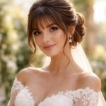 découvrez les meilleures coiffures de mariage avec un chignon élégant accompagné d'une frange pour une allure romantique et sophistiquée, parfaite pour votre grand jour.