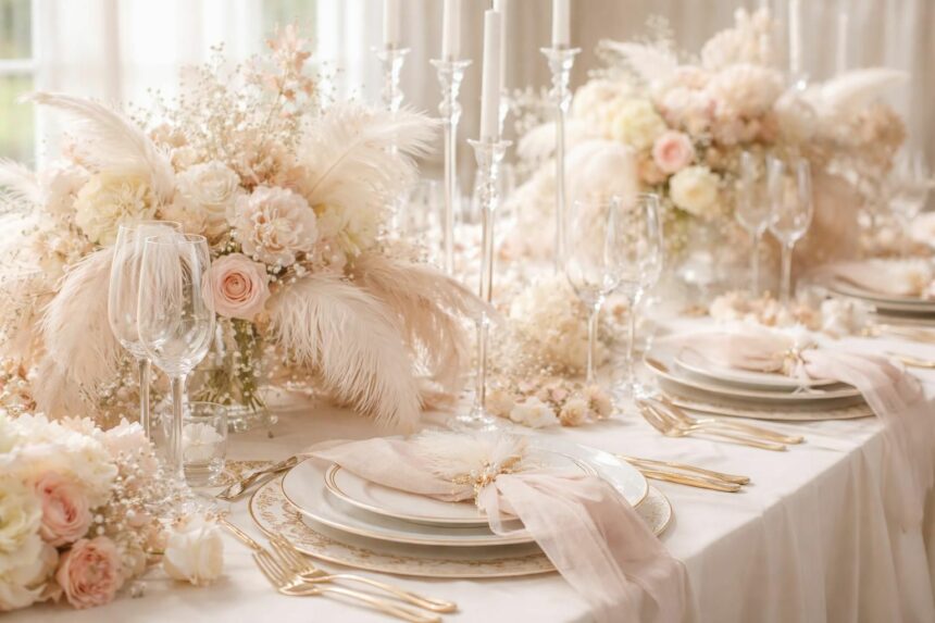 Les plumes pour déco de table de mariage : une touche d'élégance indispensable découvrez comment les plumes apportent une touche d'élégance indispensable à la décoration de votre table de mariage, pour un charme unique et raffiné.