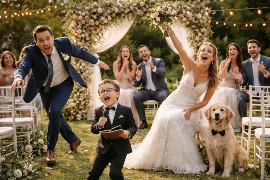 Photo humoristique pour une cérémonie de mariage découvrez une photo humoristique parfaite pour égayer votre cérémonie de mariage et capturer des moments de joie et de rires inoubliables.