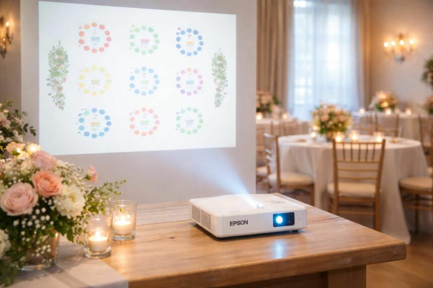 Plan de table mobile le jour J grâce au mini vidéoprojecteur Epson découvrez comment le mini vidéoprojecteur epson facilite l'installation d'un plan de table mobile et interactif pour un jour j réussi et mémorable.