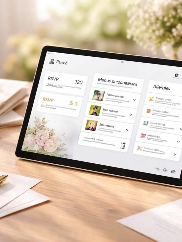 gérez facilement les rsvp, les menus et les allergies des invités de votre mariage grâce à une tablette tactile microsoft pour un événement parfaitement organisé.