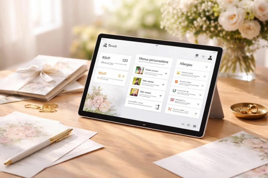 RSVP, menus et allergies des invités de mariage suivis sur tablette tactile Microsoft gérez facilement les rsvp, les menus et les allergies des invités de votre mariage grâce à une tablette tactile microsoft pour un événement parfaitement organisé.