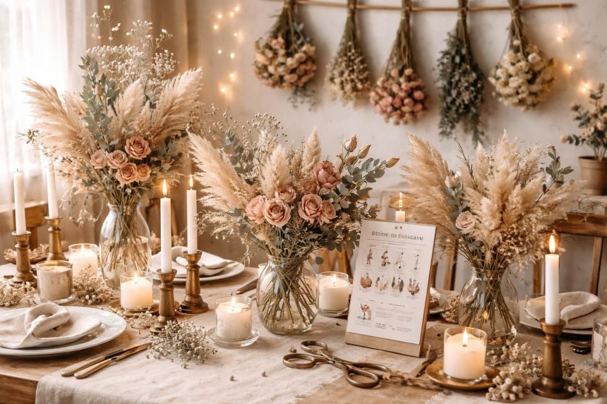 Technique pour des fleurs séchées pour un mariage : des astuces incontournables pour réussir votre déco découvrez des techniques essentielles pour réaliser de magnifiques fleurs séchées et réussissez la décoration de votre mariage avec des astuces incontournables.