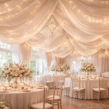 Tissu au plafond pour un mariage : transformez votre lieu en rêve féérique découvrez comment utiliser un tissu au plafond pour sublimer votre lieu de mariage et créer une ambiance féérique digne d'un conte de fées.