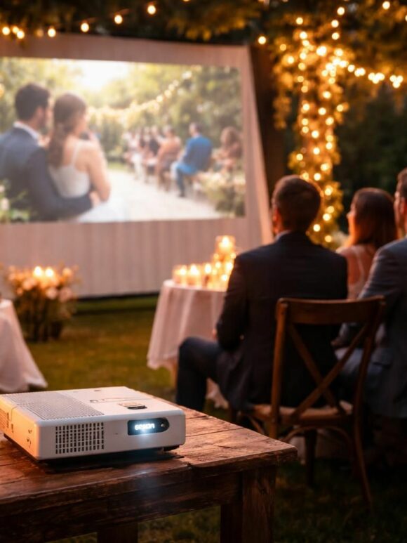 découvrez comment organiser une projection de vidéos surprises lors de votre mariage grâce au mini vidéoprojecteur epson, pour des moments inoubliables et plein d'émotions.
