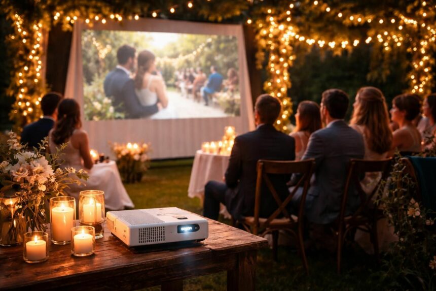Vidéos surprises : projection pendant le mariage avec mini vidéoprojecteur Epson découvrez comment organiser une projection de vidéos surprises lors de votre mariage grâce au mini vidéoprojecteur epson, pour des moments inoubliables et plein d'émotions.