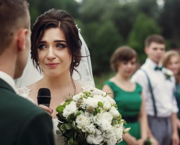 Beautiful couple at wedding ceremony