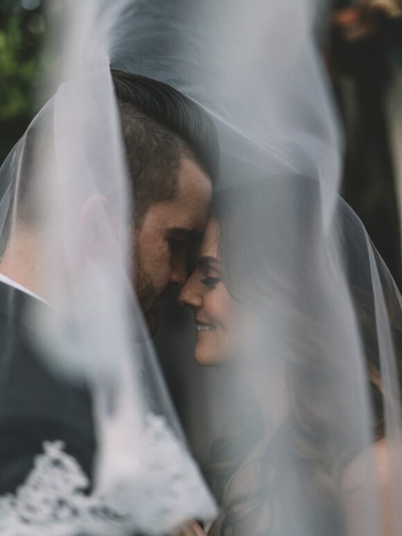 woman touching chest of man