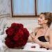 Loving husband congratulates his wife on their wedding anniversary
