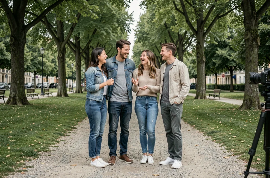 Séance photo de famille dans un parc de Drancy avec photographe en action et cadre naturel