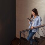 Woman typing a text message