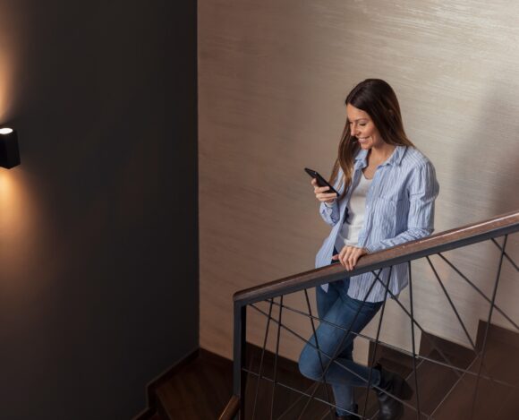 Woman typing a text message
